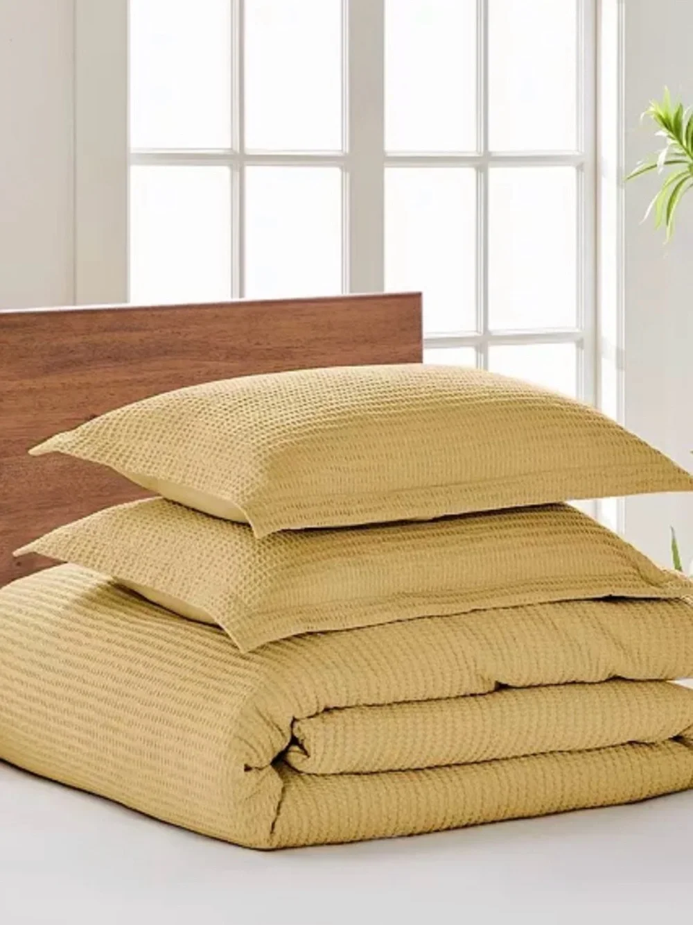 Levtex Home Cloud Waffle Textured 3-Pc. Comforter Set, king Ochre (106x94)